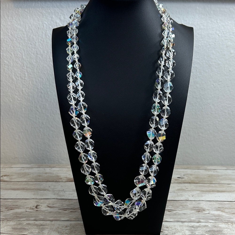 Western Germany Aurora Borealis Double Strand Crystal Beaded Necklace